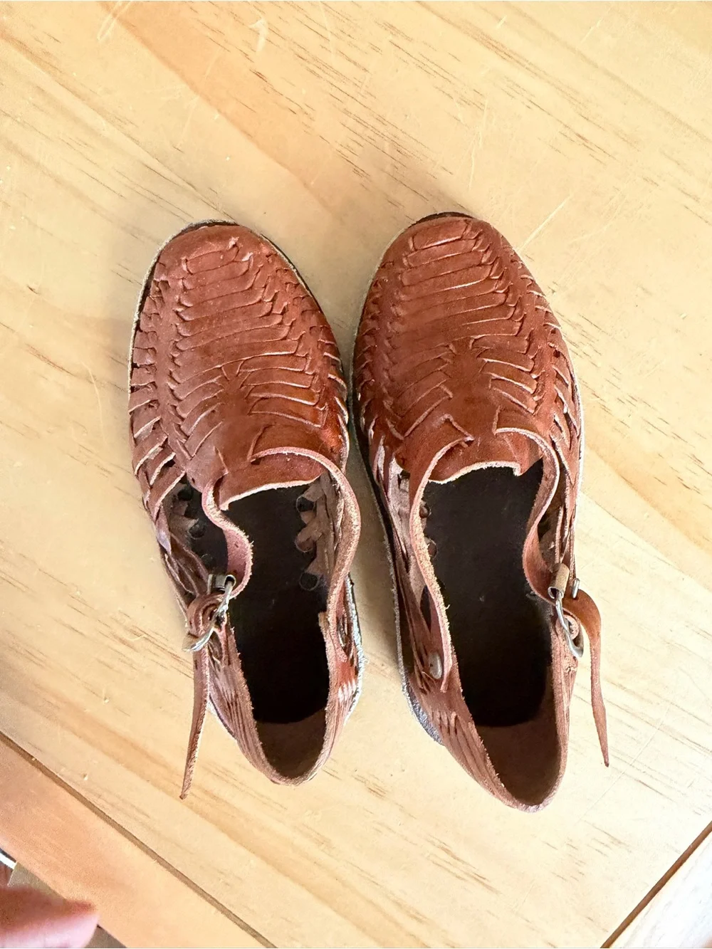 Toddler Brown Leather Huarache Sandals